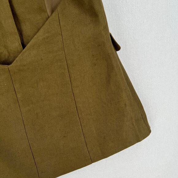 REFORMATION Brennan Linen Vest Top Womens 6 Olive Green Sleeveless Halter NEW - Picture 14 of 16